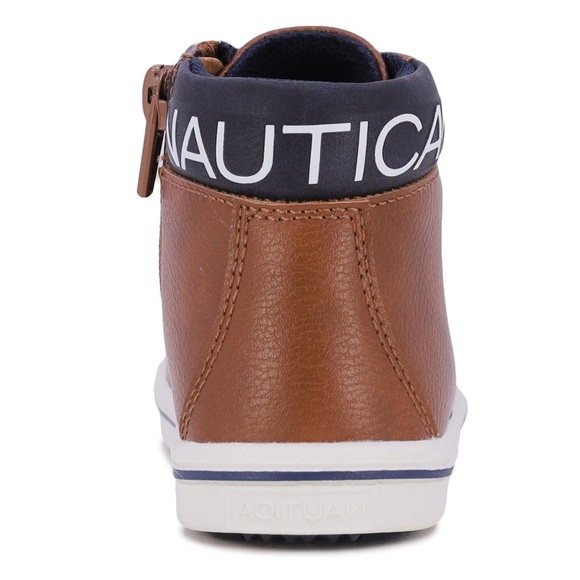 Nautica Dress Bootie Lace Up Chukka for Boys Toddler Bowenswarf - Tan Navy 7 - Picture 3 of 5
